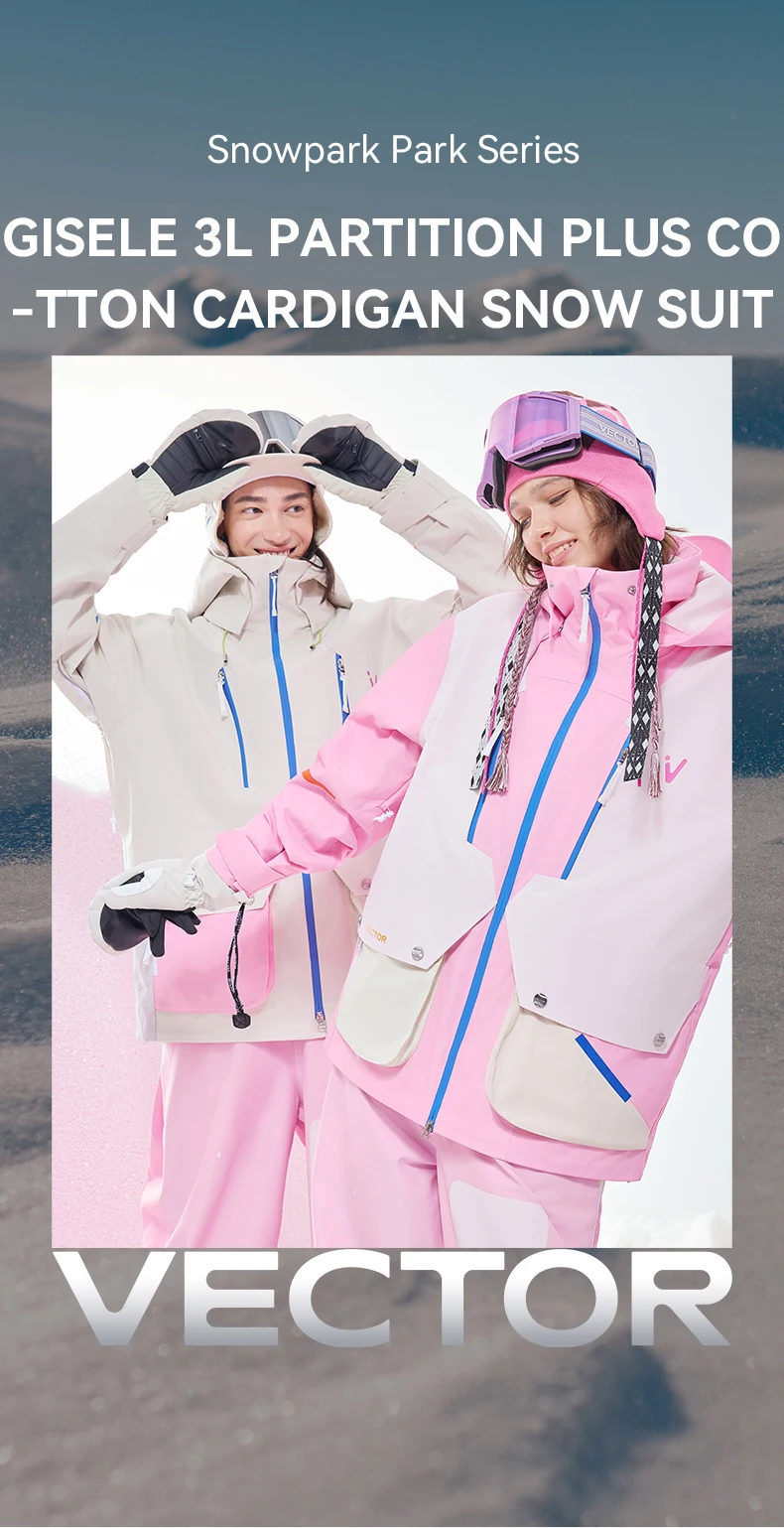 VECTOR Men and Women Divided Cotton Ski Jacket Windproof and Waterproof Outdoor Skiing and Other Autumn/winter Outdoor Activitie