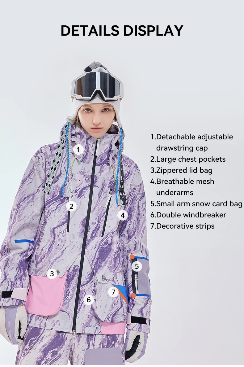 VECTOR Men and Women Divided Cotton Ski Jacket Windproof and Waterproof Outdoor Skiing and Other Autumn/winter Outdoor Activitie