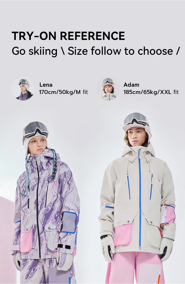 VECTOR Men and Women Divided Cotton Ski Jacket Windproof and Waterproof Outdoor Skiing and Other Autumn/winter Outdoor Activitie