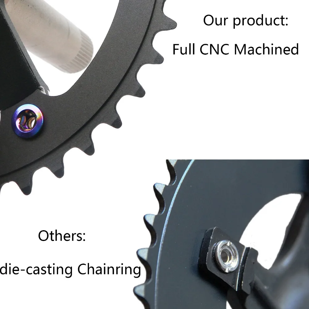 152mm 165mm 170mm 130BCD Bicycle Crankset Hollow Integrated Single Speed 5 Nail Folding Road Bike Crank set BB 44T Chainwheel