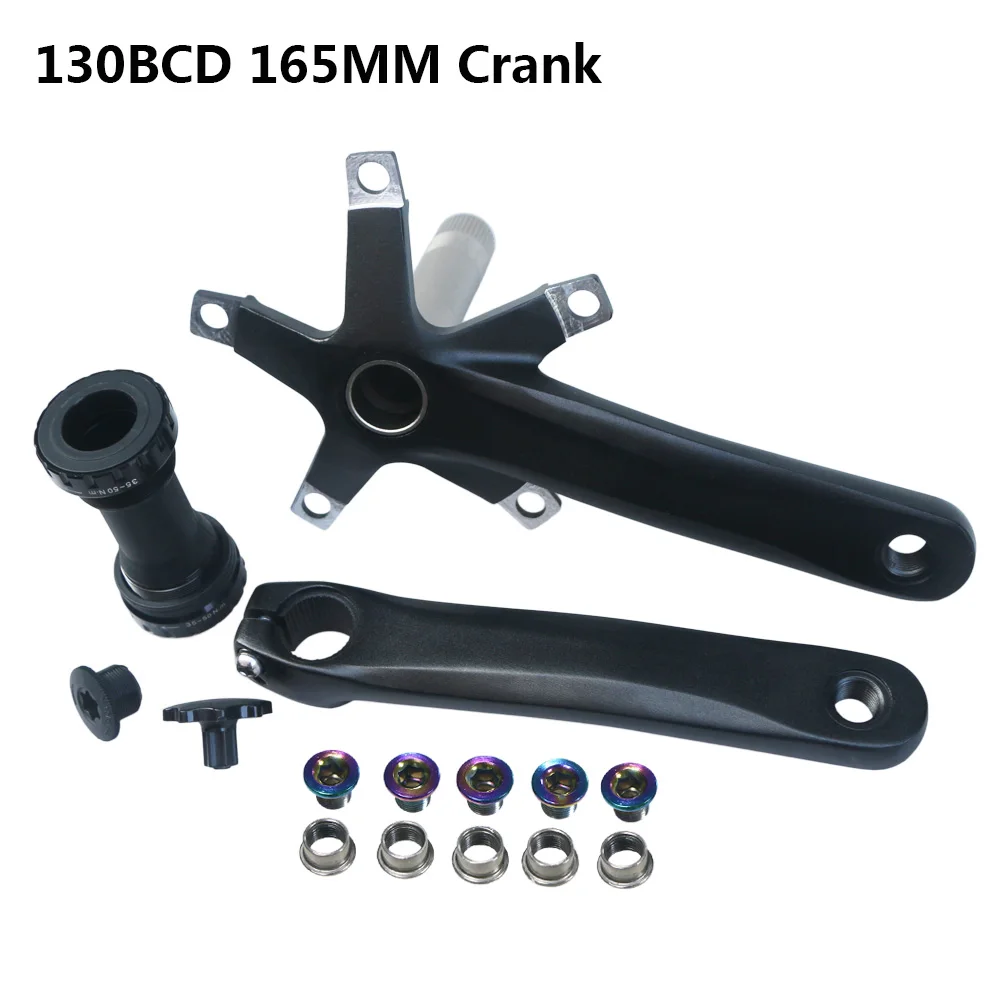 152mm 165mm 170mm 130BCD Bicycle Crankset Hollow Integrated Single Speed 5 Nail Folding Road Bike Crank set BB 44T Chainwheel