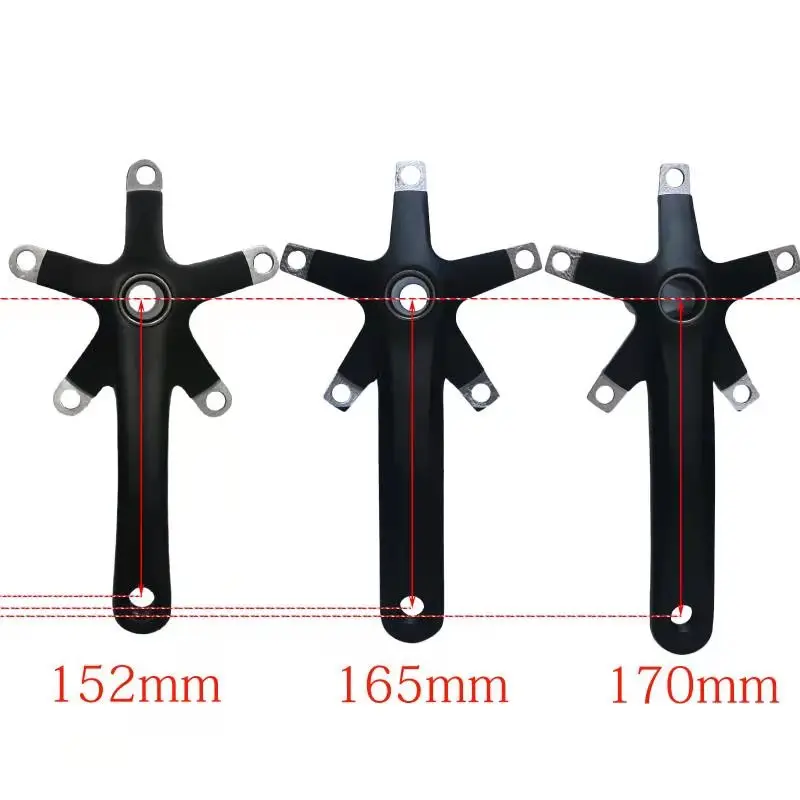 152mm 165mm 170mm 130BCD Bicycle Crankset Hollow Integrated Single Speed 5 Nail Folding Road Bike Crank set BB 44T Chainwheel