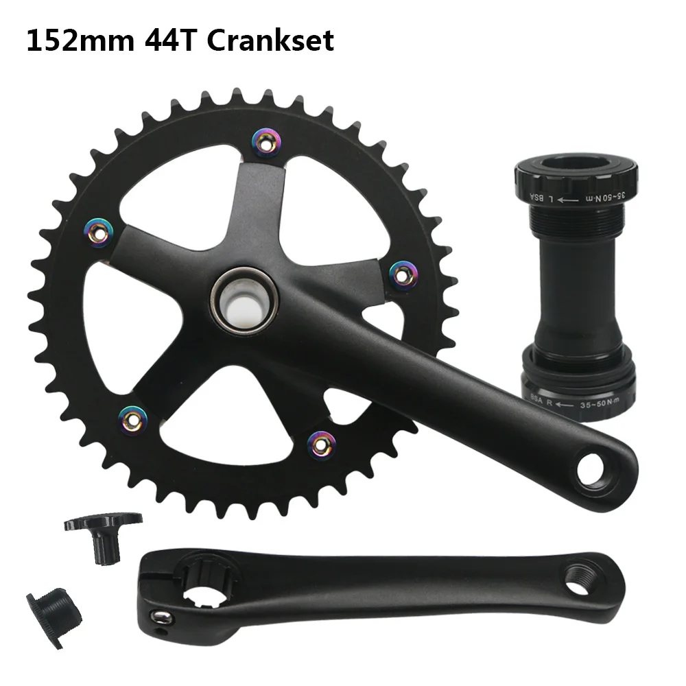 152mm 165mm 170mm 130BCD Bicycle Crankset Hollow Integrated Single Speed 5 Nail Folding Road Bike Crank set BB 44T Chainwheel