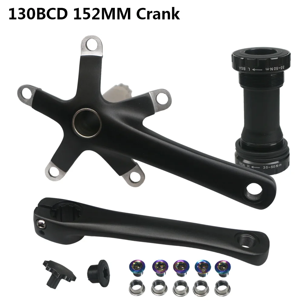 152mm 165mm 170mm 130BCD Bicycle Crankset Hollow Integrated Single Speed 5 Nail Folding Road Bike Crank set BB 44T Chainwheel