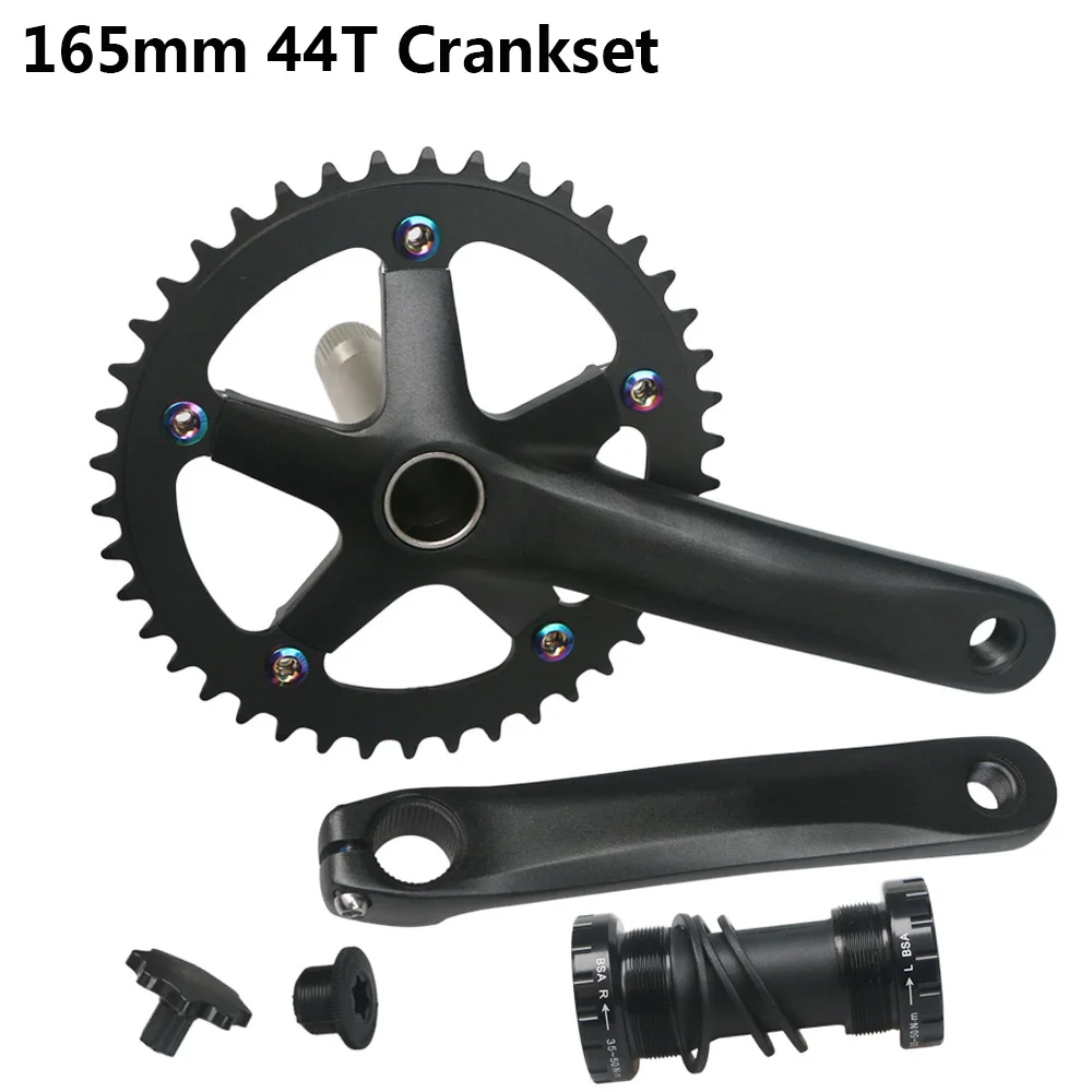 152mm 165mm 170mm 130BCD Bicycle Crankset Hollow Integrated Single Speed 5 Nail Folding Road Bike Crank set BB 44T Chainwheel