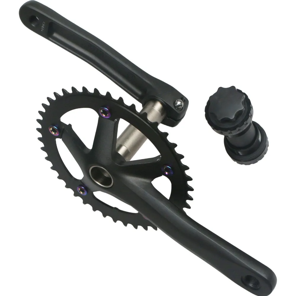 152mm 165mm 170mm 130BCD Bicycle Crankset Hollow Integrated Single Speed 5 Nail Folding Road Bike Crank set BB 44T Chainwheel