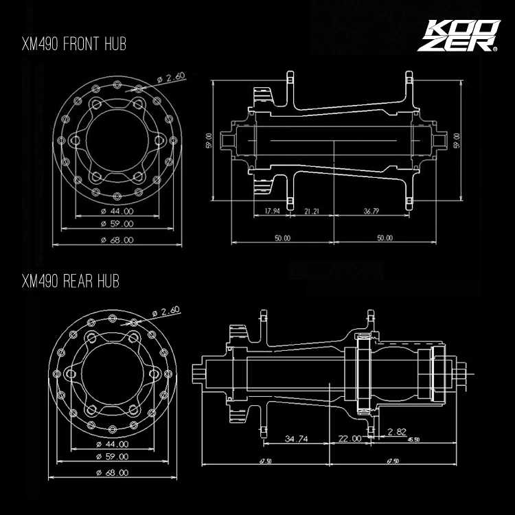 Koozer XM490 28 32 36 Holes Bicycle Hubs 4 Bearing MTB Disc Brake Hubs Mountain Bike Hub Rear Front 9*100mm or Rear 135x10mm