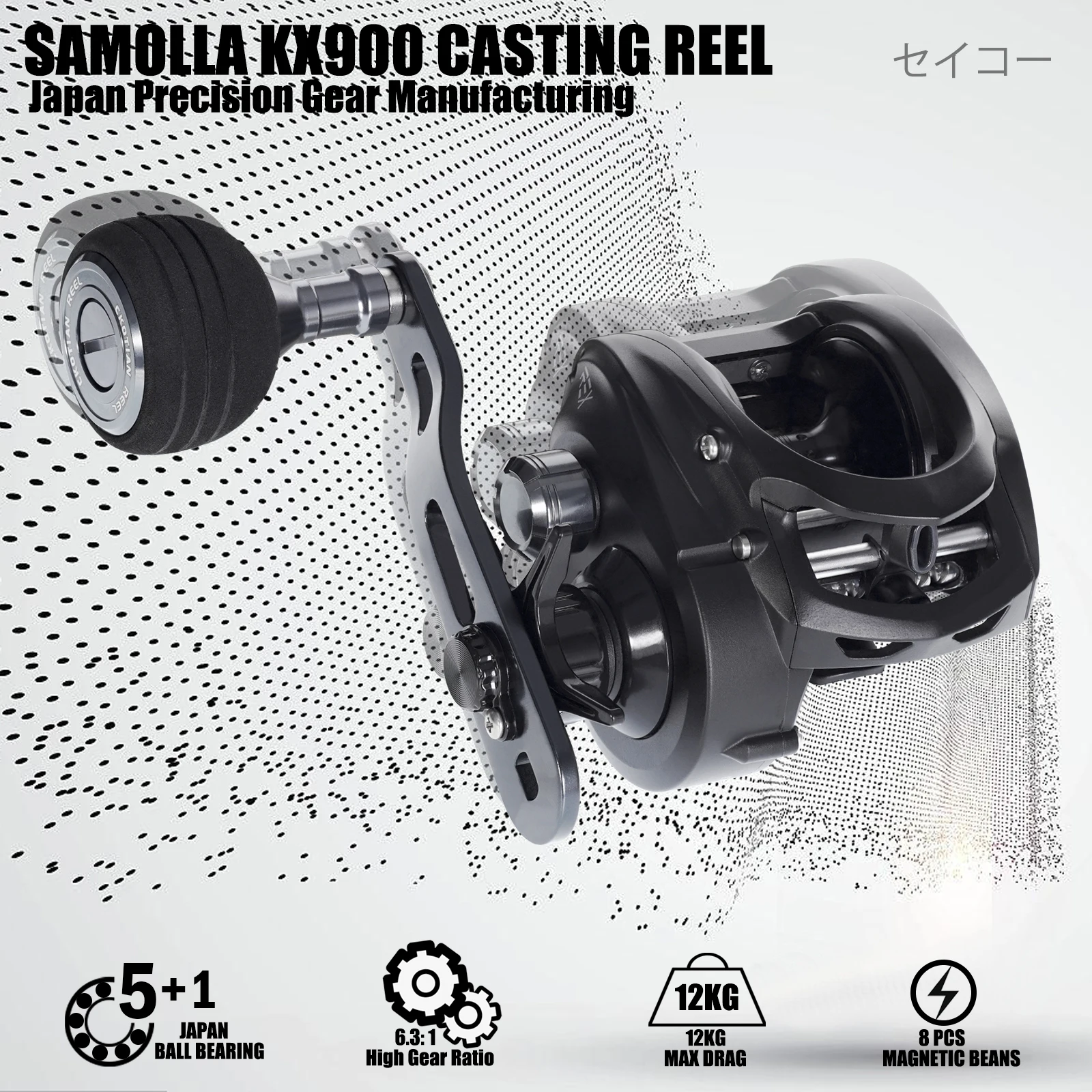 SAMOLLA Widen Body Baitcasting Reel Max Grag 12kg 6.3:1 Brass Gear Saltwater Catfishing Trolling Shake Slowly Wheel Seawater