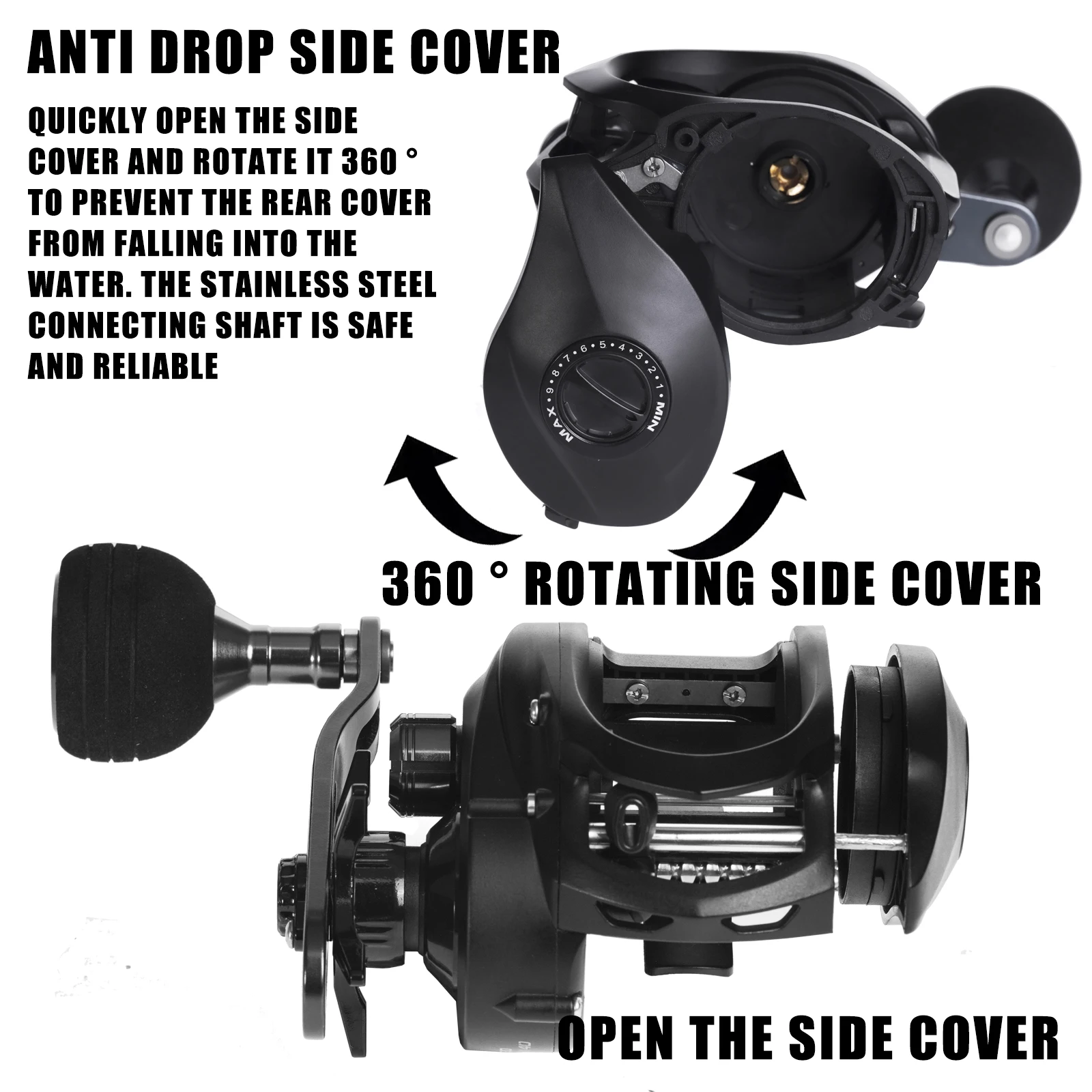 SAMOLLA Widen Body Baitcasting Reel Max Grag 12kg 6.3:1 Brass Gear Saltwater Catfishing Trolling Shake Slowly Wheel Seawater