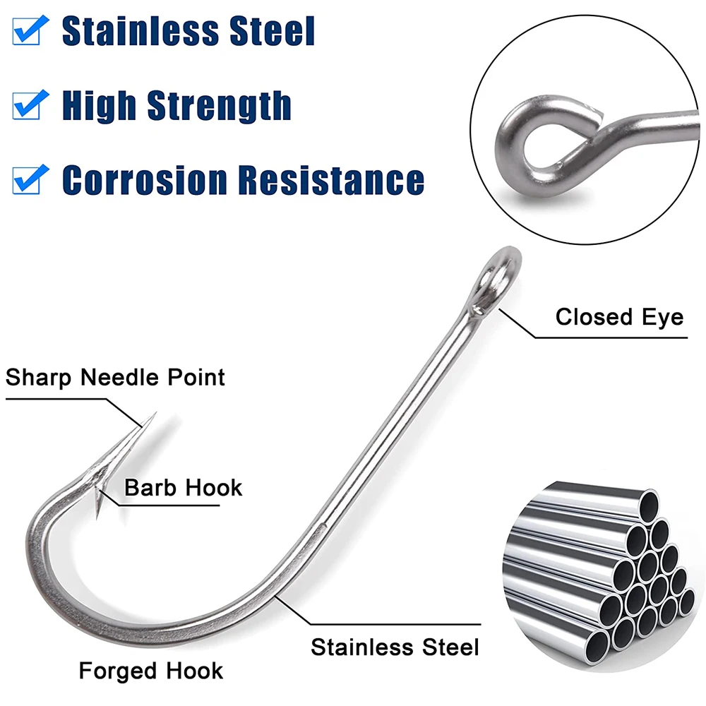 500Pcs Stainless Steel Fishing Hooks Long Shank Barbed Saltwater Fishing Hooks For Worm Single Circle Carp Fishing Hook