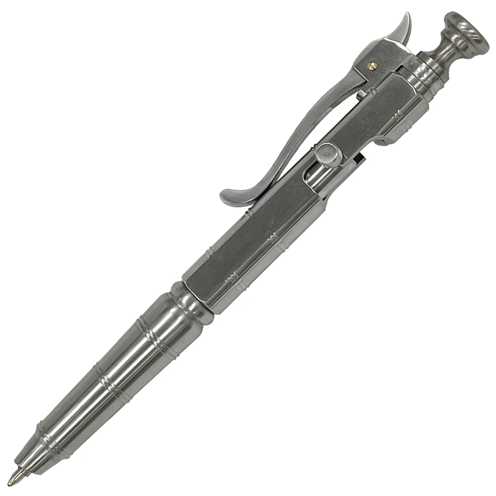 Outdoors Writing Tools EDC Stainless Steel Bamboo Model Tactical Pen Handmade Bolt Ballpoint Pen