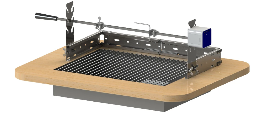 ZENOBBQ Rotisserie Basket Rotating Fish Grill BBQ Spit Automatic Meat Shelf Baking Free Length Adjustment Roaster Accessories
