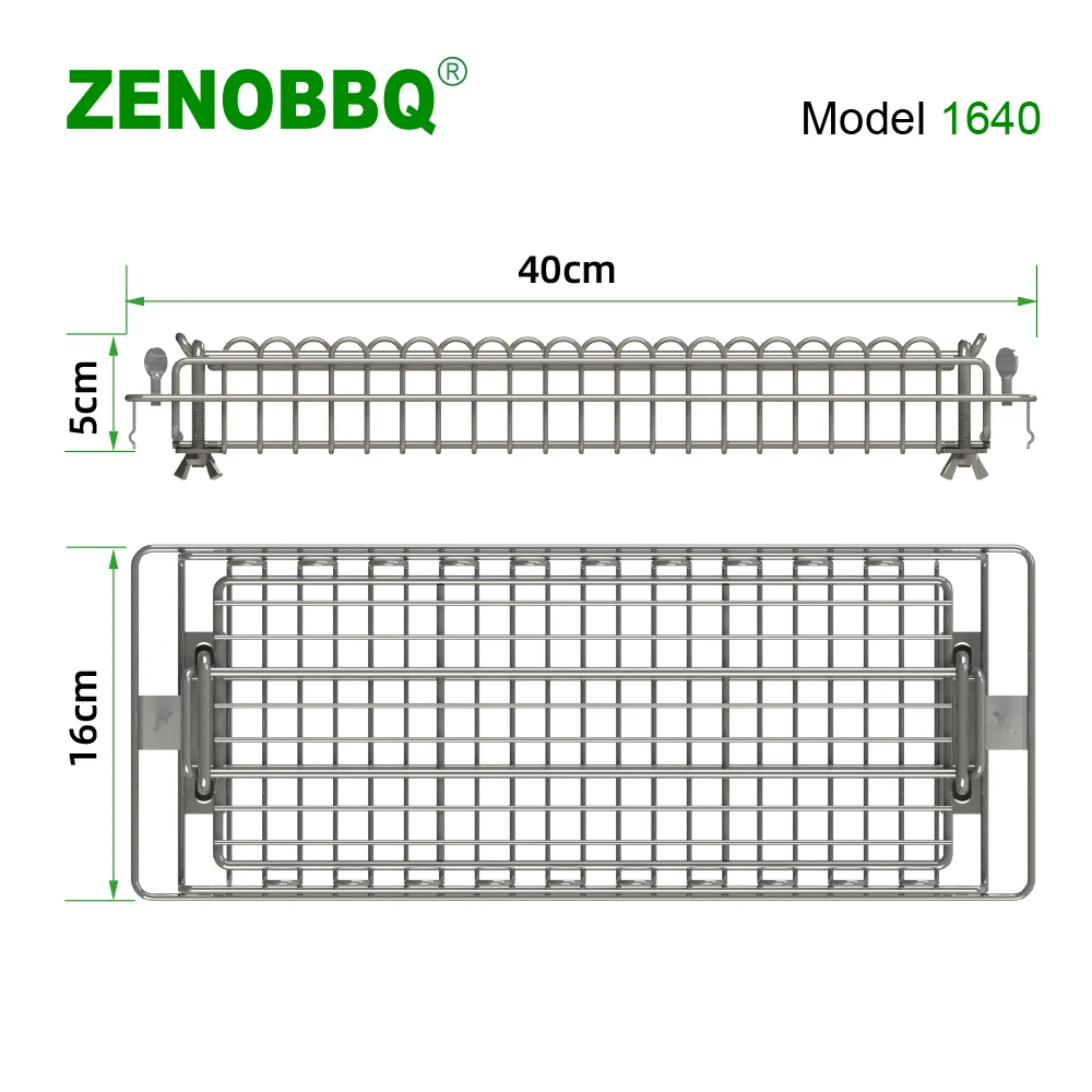 ZENOBBQ Rotisserie Basket Rotating Fish Grill BBQ Spit Automatic Meat Shelf Baking Free Length Adjustment Roaster Accessories