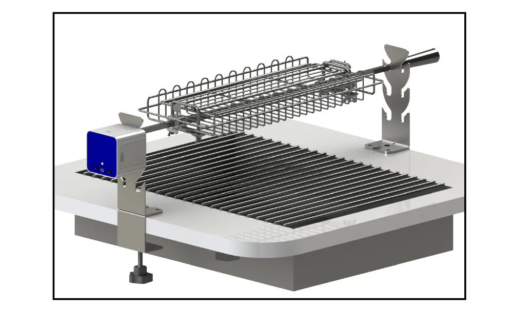 ZENOBBQ Rotisserie Basket Rotating Fish Grill BBQ Spit Automatic Meat Shelf Baking Free Length Adjustment Roaster Accessories