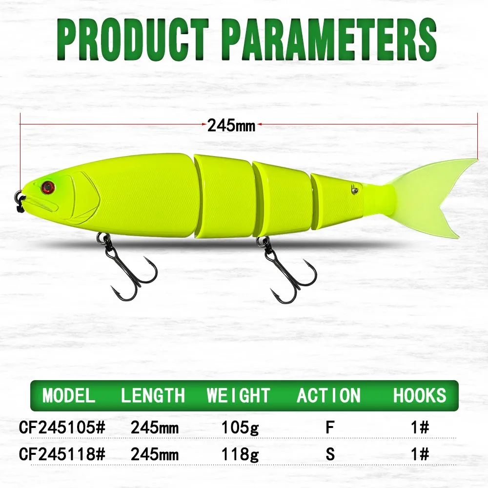 Fishing Lure Swimming Bait Jointed Floating/sinking Giant Hard Bait Section Lure For Big Bait Bass Pike Minnow Lure Size 245mm