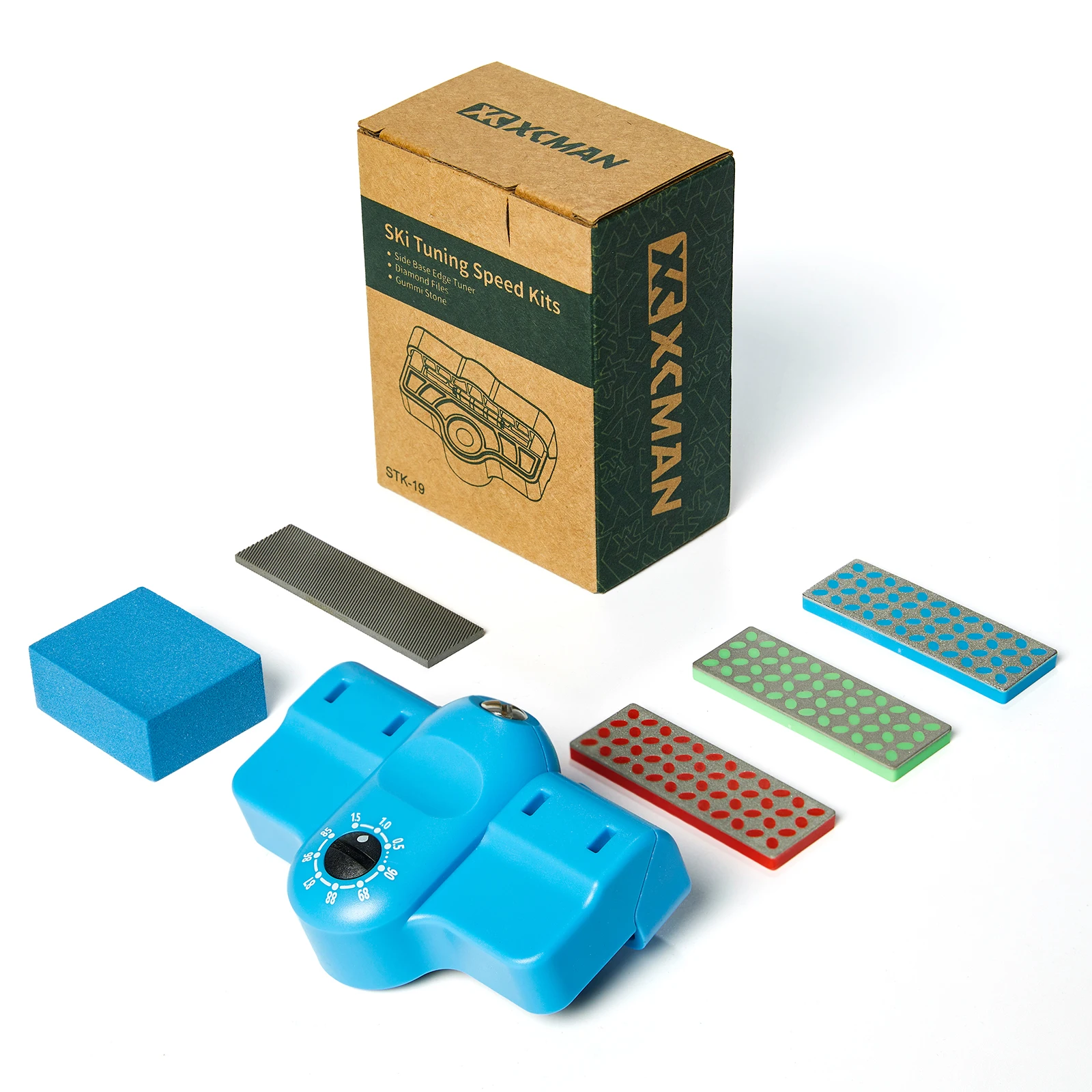 XCMAN Complete Ski Snowboard Tuning Edge Combo Kit with Ski Snowboard Side and Base Edge Tuner, Gummy Stone 120 grit,3pcs Diamon