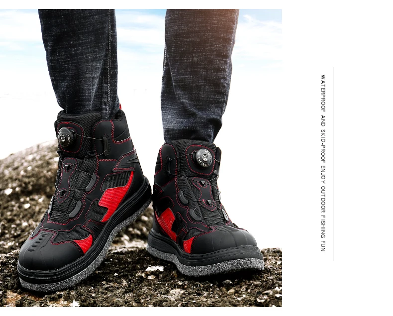Rock Offshore Fishing Shoes Men's Waterproof Skid-proof Reef-climbing Air-permeable Handiness Felt Spike Soles