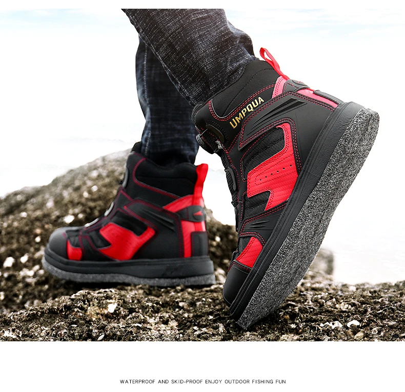 Rock Offshore Fishing Shoes Men's Waterproof Skid-proof Reef-climbing Air-permeable Handiness Felt Spike Soles