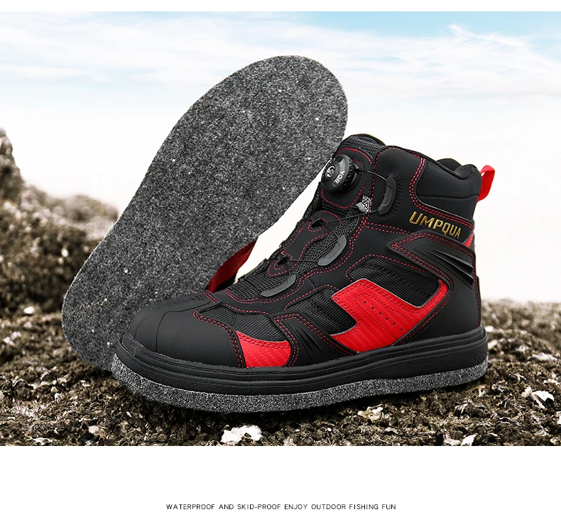 Rock Offshore Fishing Shoes Men's Waterproof Skid-proof Reef-climbing Air-permeable Handiness Felt Spike Soles