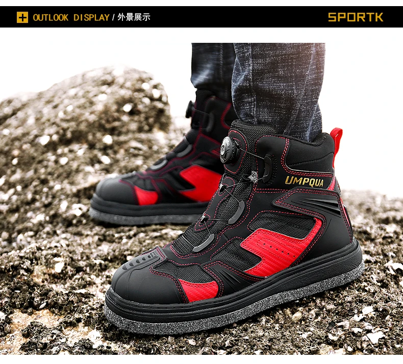 Rock Offshore Fishing Shoes Men's Waterproof Skid-proof Reef-climbing Air-permeable Handiness Felt Spike Soles