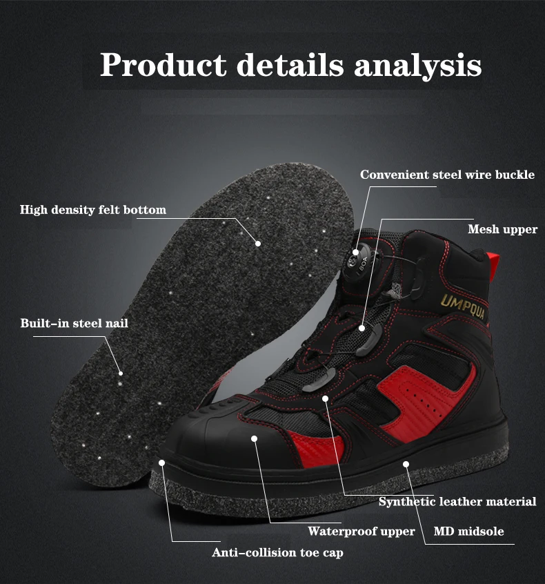 Rock Offshore Fishing Shoes Men's Waterproof Skid-proof Reef-climbing Air-permeable Handiness Felt Spike Soles