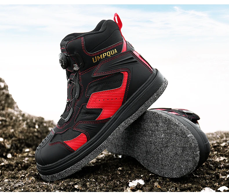 Rock Offshore Fishing Shoes Men's Waterproof Skid-proof Reef-climbing Air-permeable Handiness Felt Spike Soles
