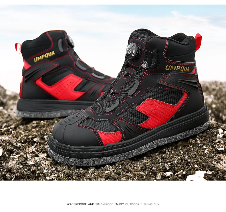 Rock Offshore Fishing Shoes Men's Waterproof Skid-proof Reef-climbing Air-permeable Handiness Felt Spike Soles
