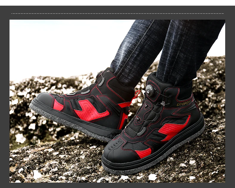 Rock Offshore Fishing Shoes Men's Waterproof Skid-proof Reef-climbing Air-permeable Handiness Felt Spike Soles