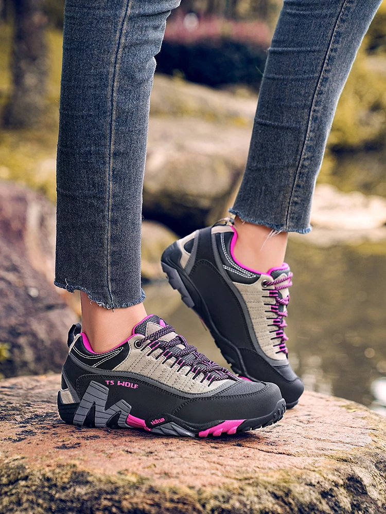 Outdoor Lover Trekking Shoes Men Waterproof Hiking Shoes Mountain Boots Genuine Leather Woodland Hunting Tactical Shoes