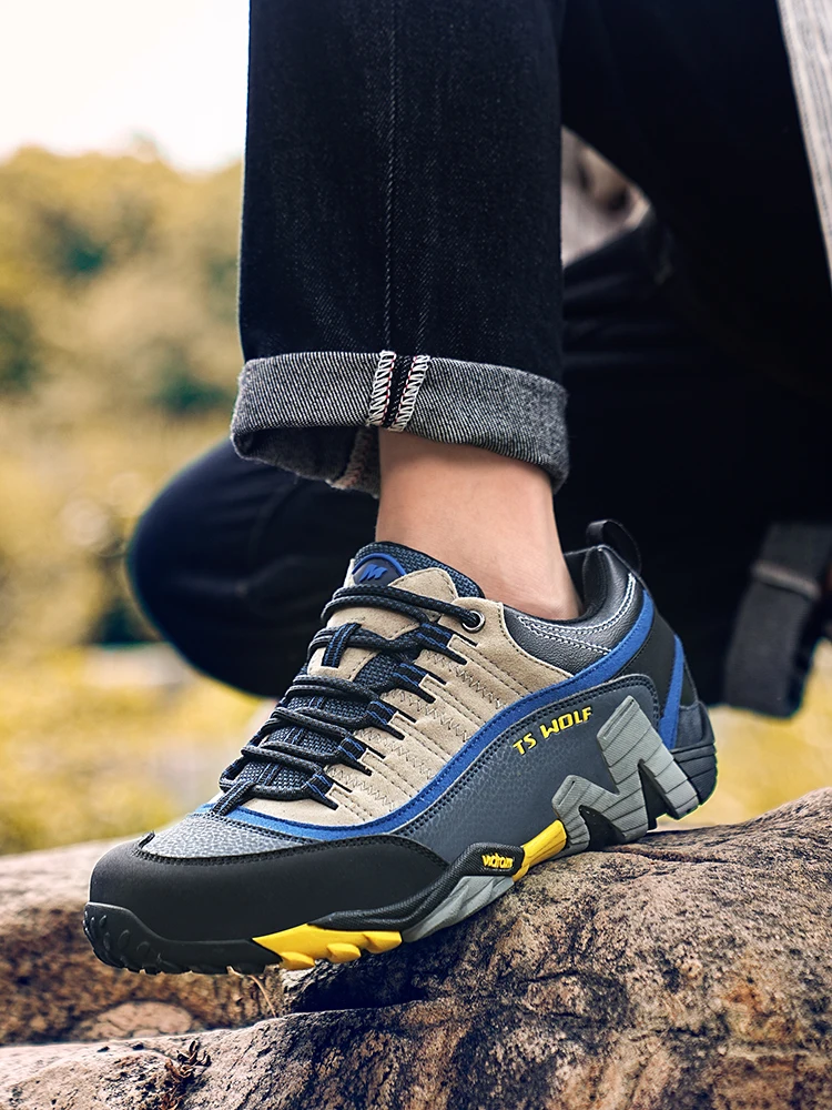 Outdoor Lover Trekking Shoes Men Waterproof Hiking Shoes Mountain Boots Genuine Leather Woodland Hunting Tactical Shoes