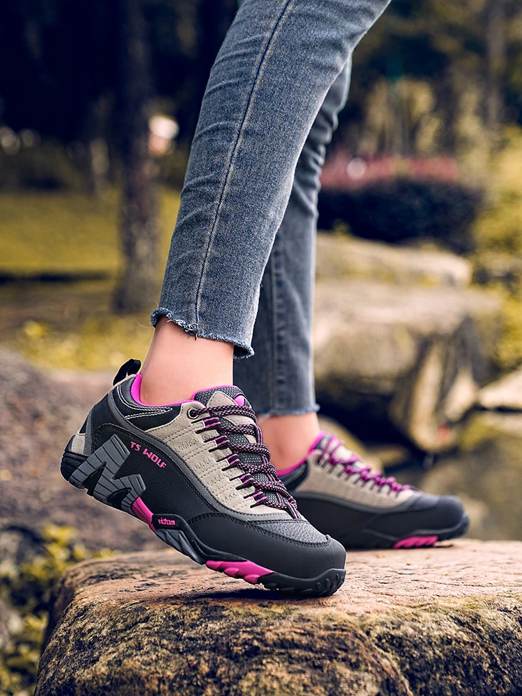 Outdoor Lover Trekking Shoes Men Waterproof Hiking Shoes Mountain Boots Genuine Leather Woodland Hunting Tactical Shoes