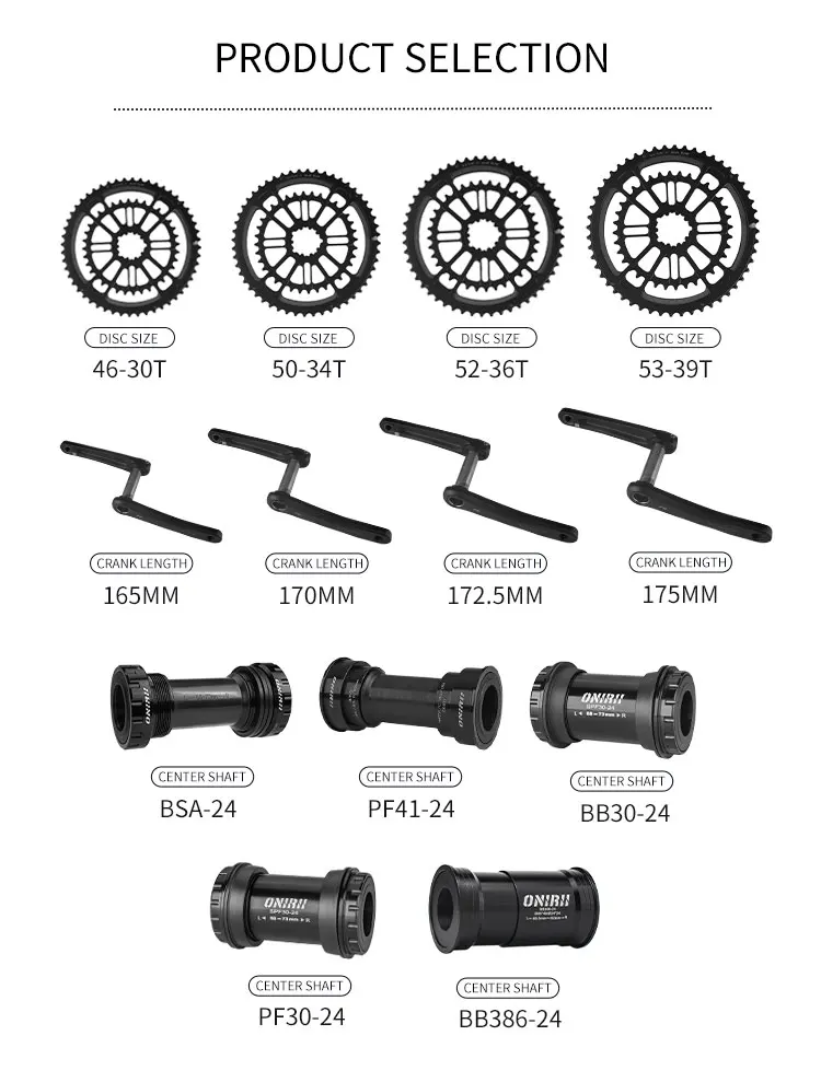 SENICX PR3 High-Quality Road Bicycle Crankset 165/170/172.5/175mm Chain 46-30T/50-34T/52-36T Aluminum Cranks for Road Bike