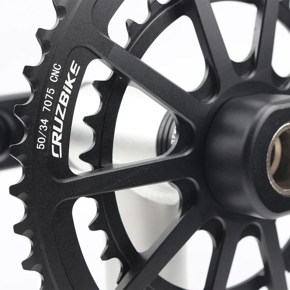 CRUZbike Road Bike Crankset 155/160/165/170/175mm Crank 50-34T/52-36T/53-39T Double Chainring Folding Bicycle Screw BB