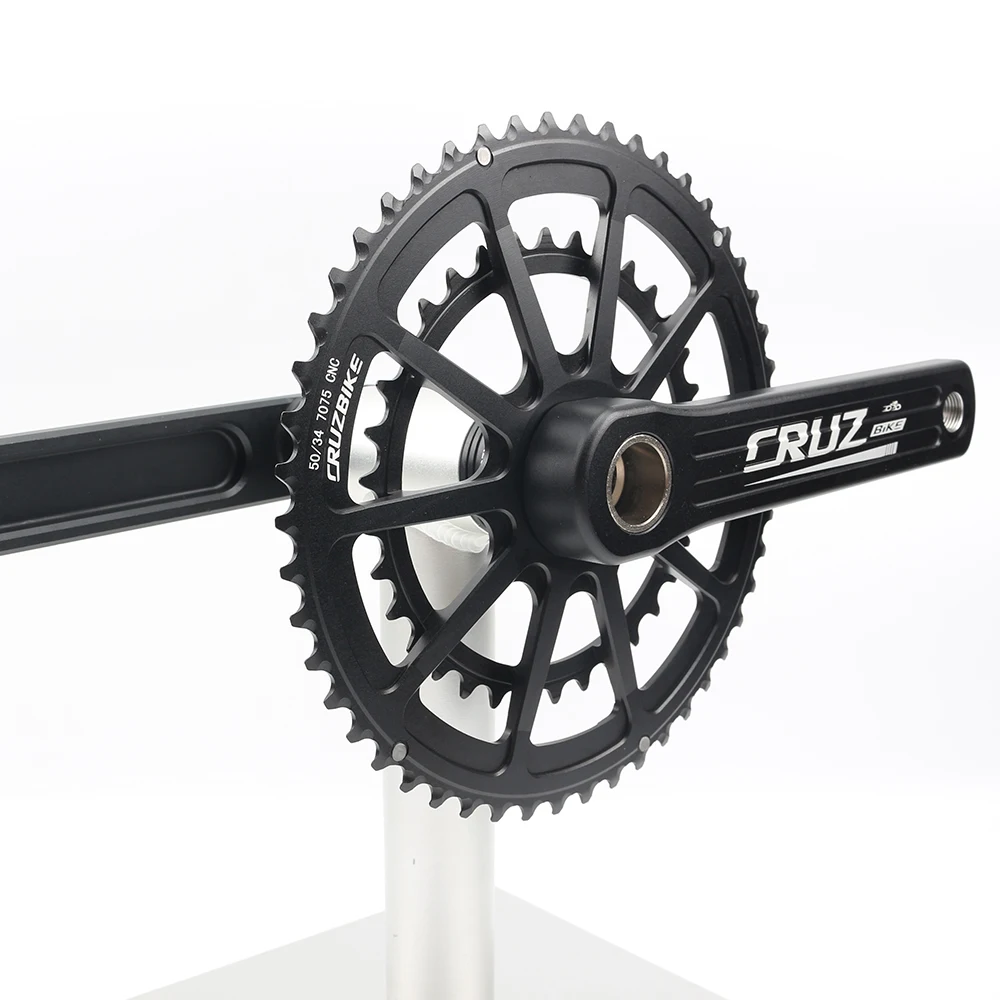 CRUZbike Road Bike Crankset 155/160/165/170/175mm Crank 50-34T/52-36T/53-39T Double Chainring Folding Bicycle Screw BB