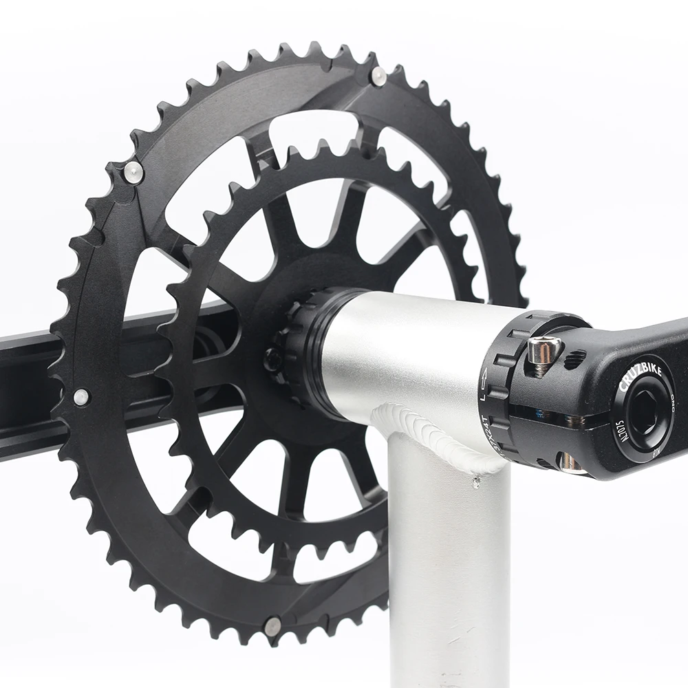 CRUZbike Road Bike Crankset 155/160/165/170/175mm Crank 50-34T/52-36T/53-39T Double Chainring Folding Bicycle Screw BB