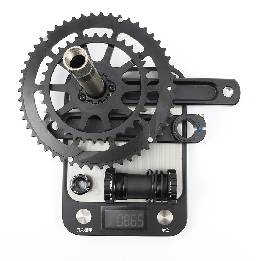 CRUZbike Road Bike Crankset 155/160/165/170/175mm Crank 50-34T/52-36T/53-39T Double Chainring Folding Bicycle Screw BB