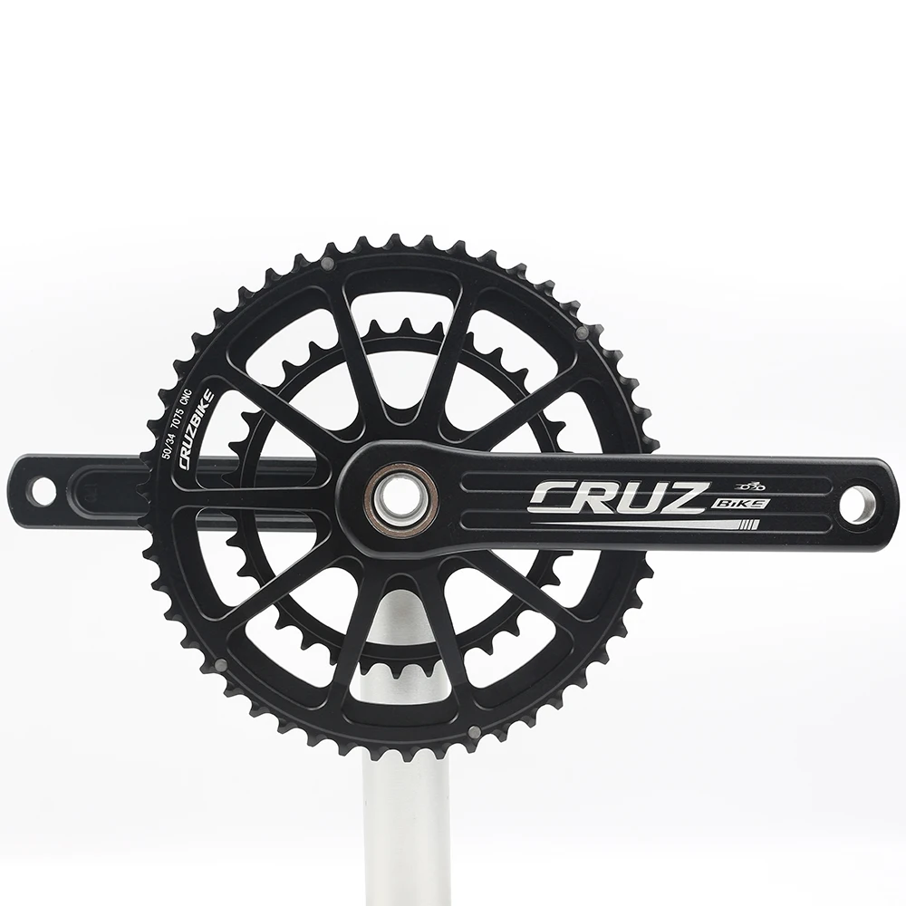CRUZbike Road Bike Crankset 155/160/165/170/175mm Crank 50-34T/52-36T/53-39T Double Chainring Folding Bicycle Screw BB