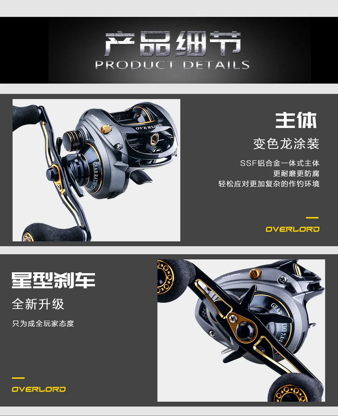 Haibo 2020 OVERLOAD Baitcasting Fishing Reel 8B+RB 5.4:1-7.1:1 Freshwater Sea Carretilha De Pesca Long Casting For Snakehead