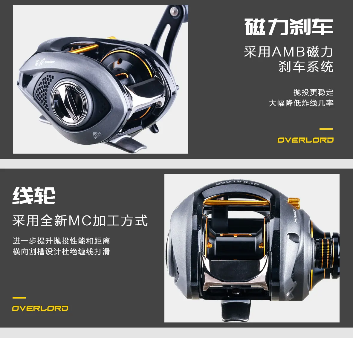 Haibo 2020 OVERLOAD Baitcasting Fishing Reel 8B+RB 5.4:1-7.1:1 Freshwater Sea Carretilha De Pesca Long Casting For Snakehead