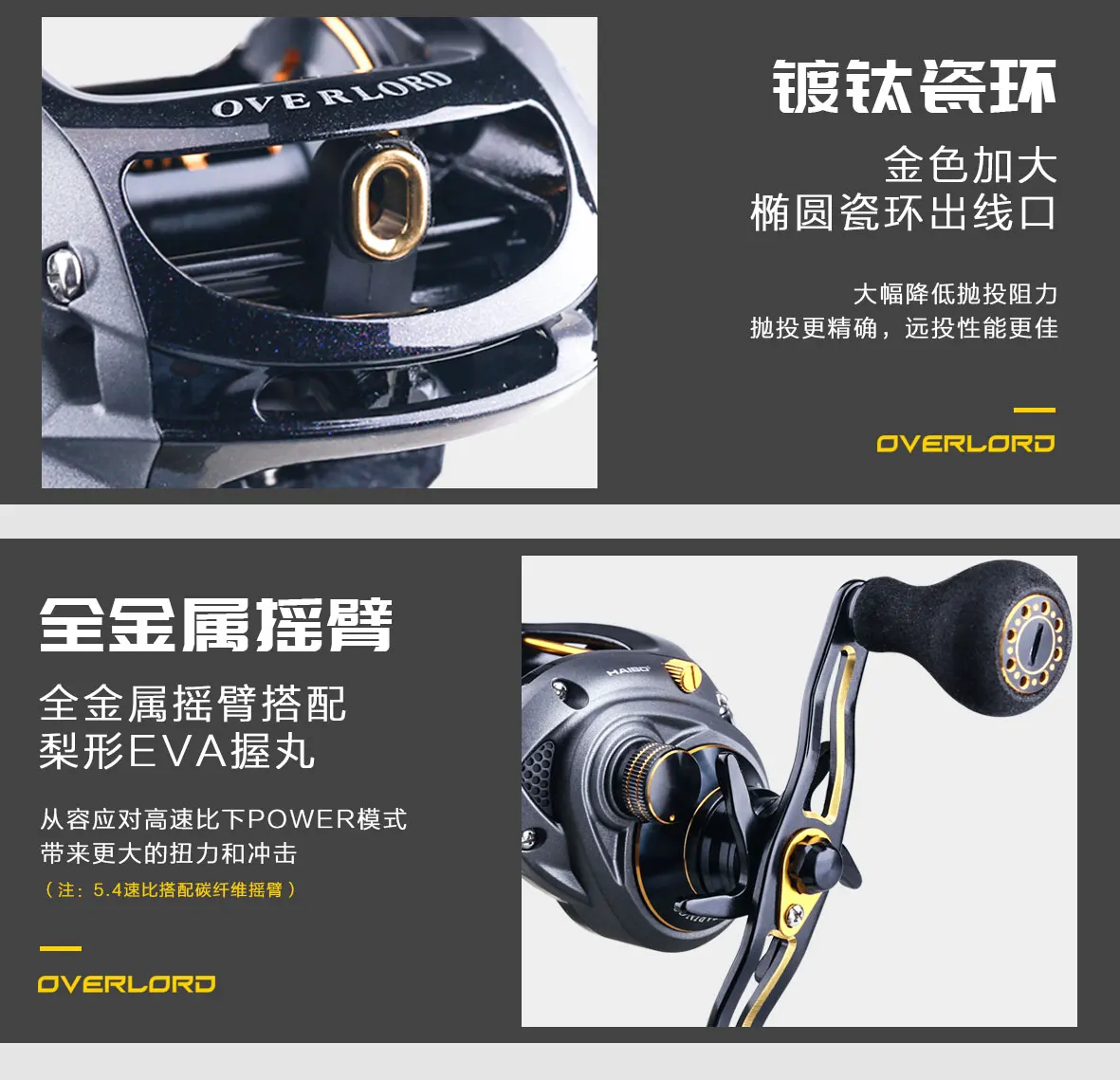 Haibo 2020 OVERLOAD Baitcasting Fishing Reel 8B+RB 5.4:1-7.1:1 Freshwater Sea Carretilha De Pesca Long Casting For Snakehead