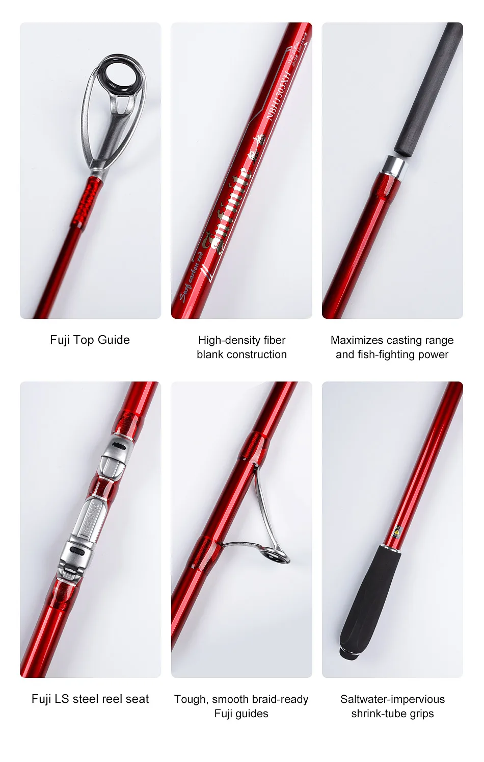 NOEBY Fishing Rod Surf 397BX 428BX 3 Section Fuji Parts Carbon Surf Fishing Rod Sinker 100-260g JAPAN Long Casting Surf Rods