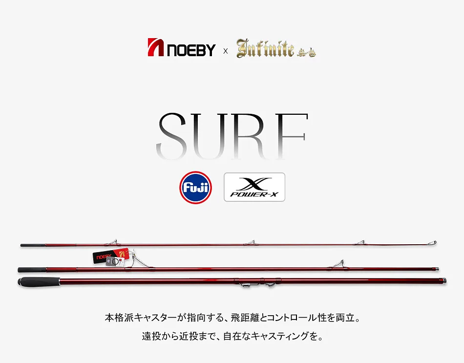 NOEBY Fishing Rod Surf 397BX 428BX 3 Section Fuji Parts Carbon Surf Fishing Rod Sinker 100-260g JAPAN Long Casting Surf Rods