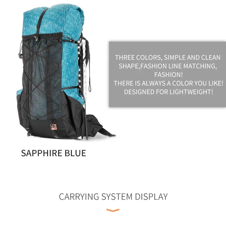 3F UL GEAR QiDian Hiking Backpack 40+16L Outdoor Waterproof Climbing Bag Qi Dian UltraLight Pack Trekking Men Women