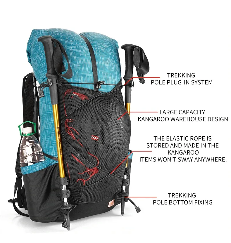 3F UL GEAR QiDian Hiking Backpack 40+16L Outdoor Waterproof Climbing Bag Qi Dian UltraLight Pack Trekking Men Women