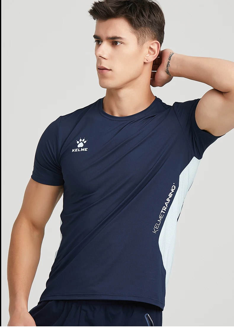 KELME Men's T-shirt Running Sports Shirt Short Sleeve Trainning Exercise Gym Quick Dry Sportswear Breathable T-Shirt 8151TX1003