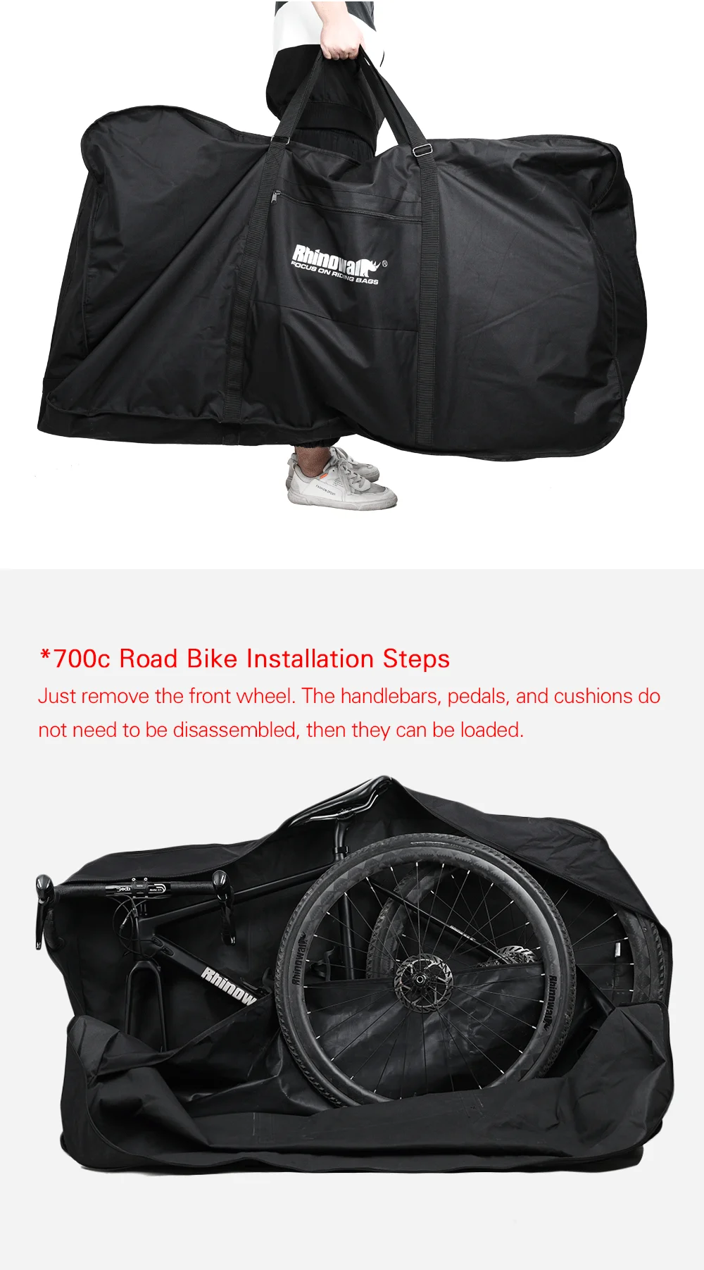 Rhinowalk Folding Bike Carry Bag 26"-29" Big Capacity Bike Cover Outdoor Portable Bicycle Packing Storage Carrier Travel Bag