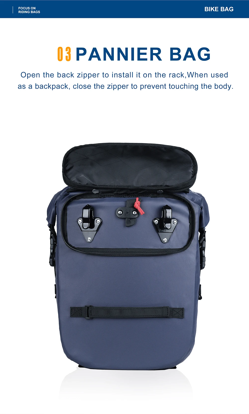 Rhinowalk Waterproof Bike Bag 20L Rear Rack Pannier Black Travel Cycling Bag Multifunctional Shoulder Bag Backpack Bicycle Bag