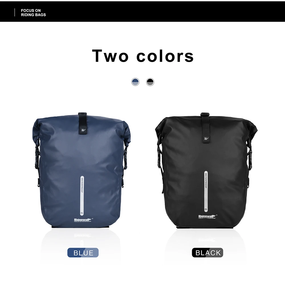 Rhinowalk Waterproof Bike Bag 20L Rear Rack Pannier Black Travel Cycling Bag Multifunctional Shoulder Bag Backpack Bicycle Bag