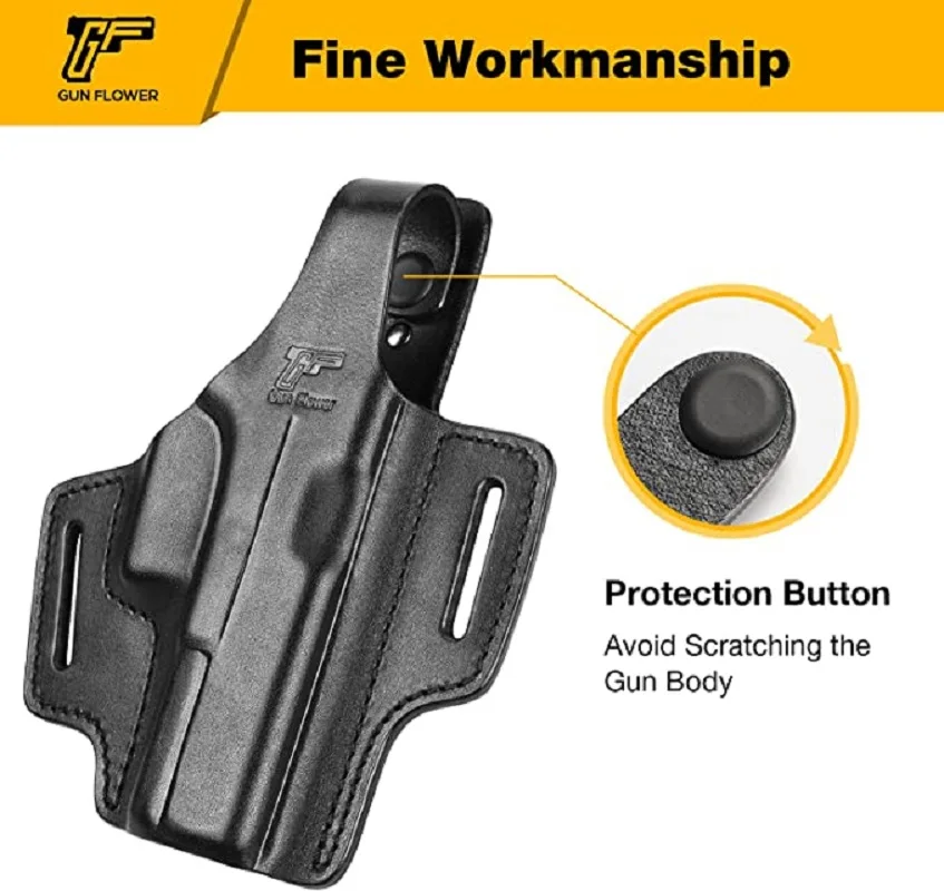 Holster for Glock 19 19x 22 23 31 32 45 2 Slot Full Grain Leather OWB Thumb Break Pistol Holder Hunting Tactial Right Gun bag