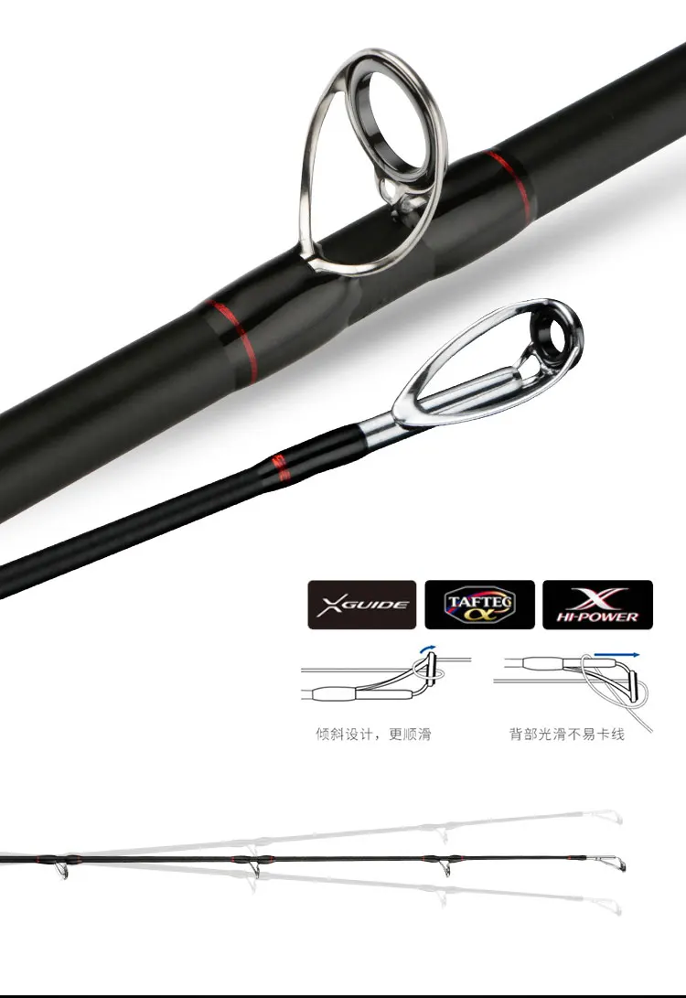 Lure fishing rod 2.28m,2.4m XH XXH Fast Action 40LB 2sections Jerkbait Fishing Rod Carbon Spinning Casting Rod for Big Game